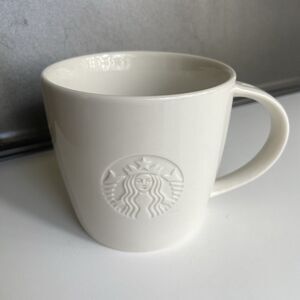 Starbucks 2010 Embossed White Mermaid Siren Coffee Cup Mug T Handle Tall